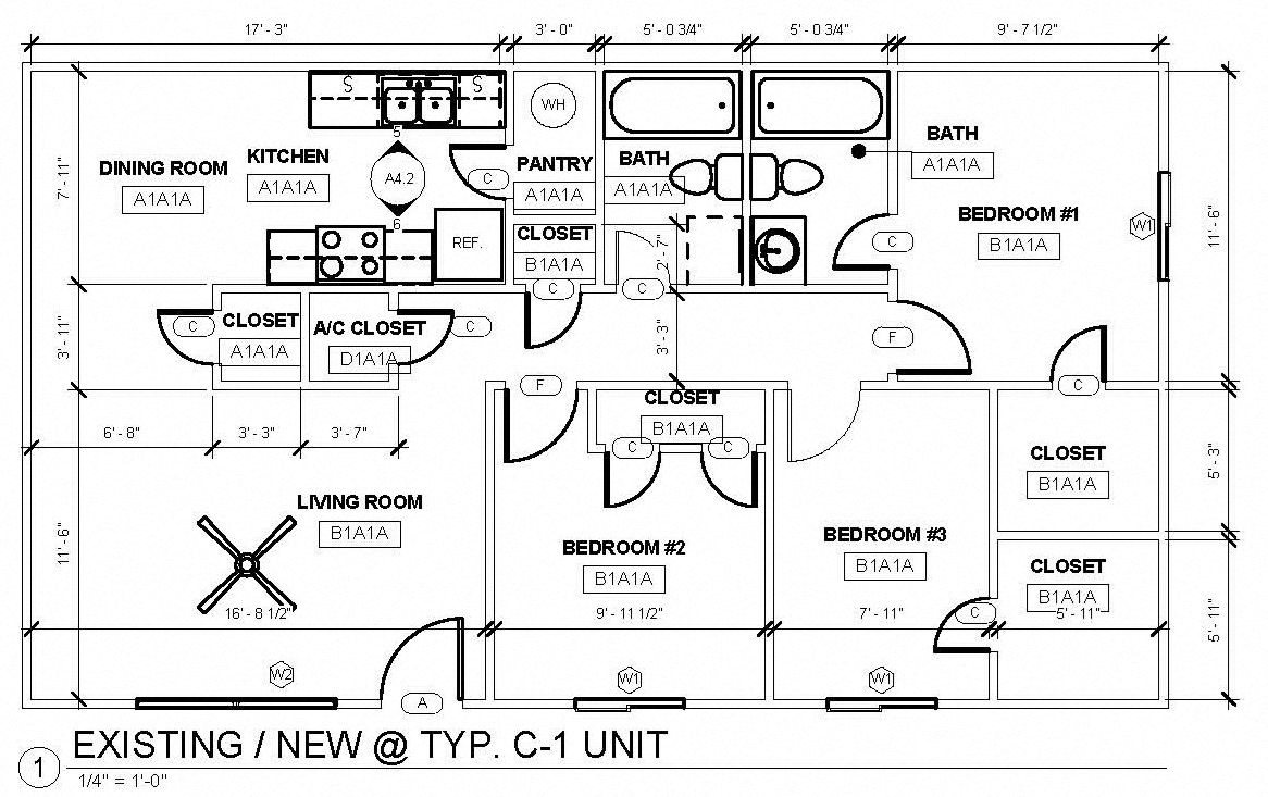 Three bedroom floor plan